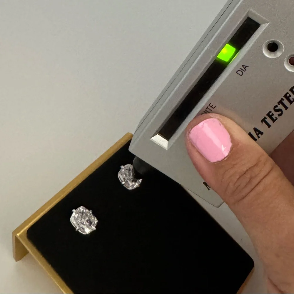 18k 2ct Radiant Studs - Picture 11 of 14